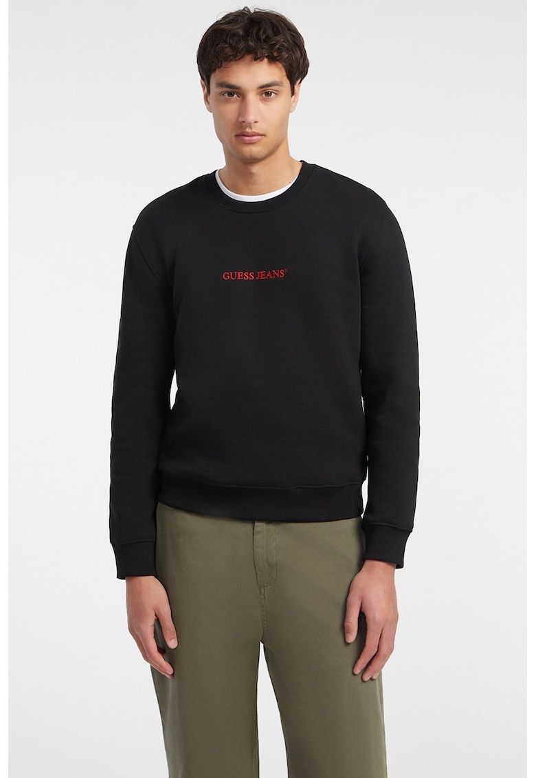 Bluza de trening slim fit cu broderie - Negru