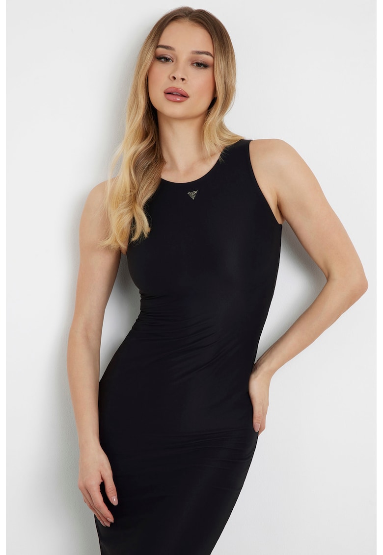 Rochie lunga cu decolteu rotund - Negru