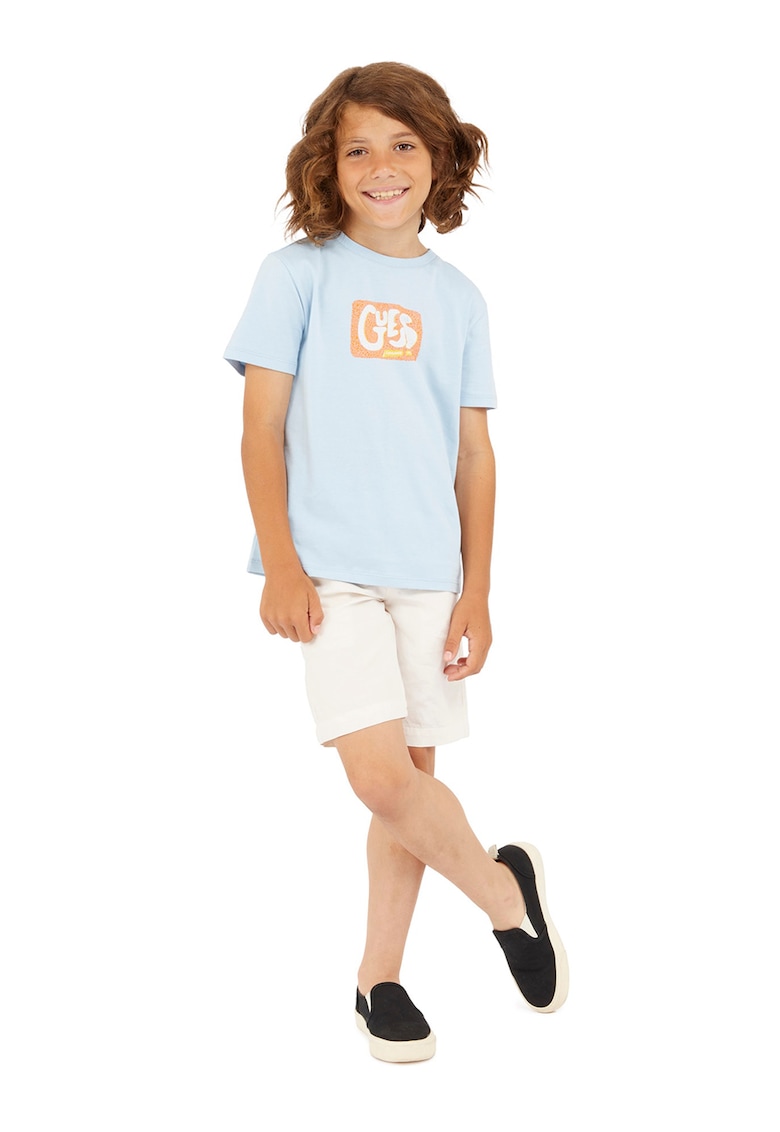 Pantaloni scurti din amestec de in cu model uni - Alb fildes