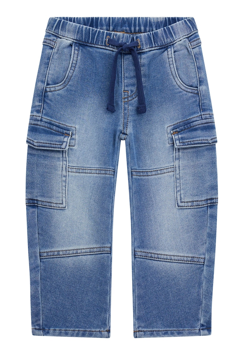 Blugi cargo cu aspect decolorat - Albastru deschis