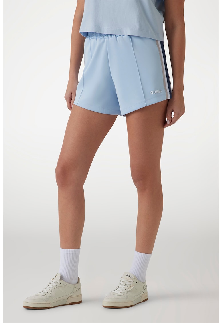 Pantaloni scurti cu talie inalta pentru fitness - Albastru deschis/Bleumarin