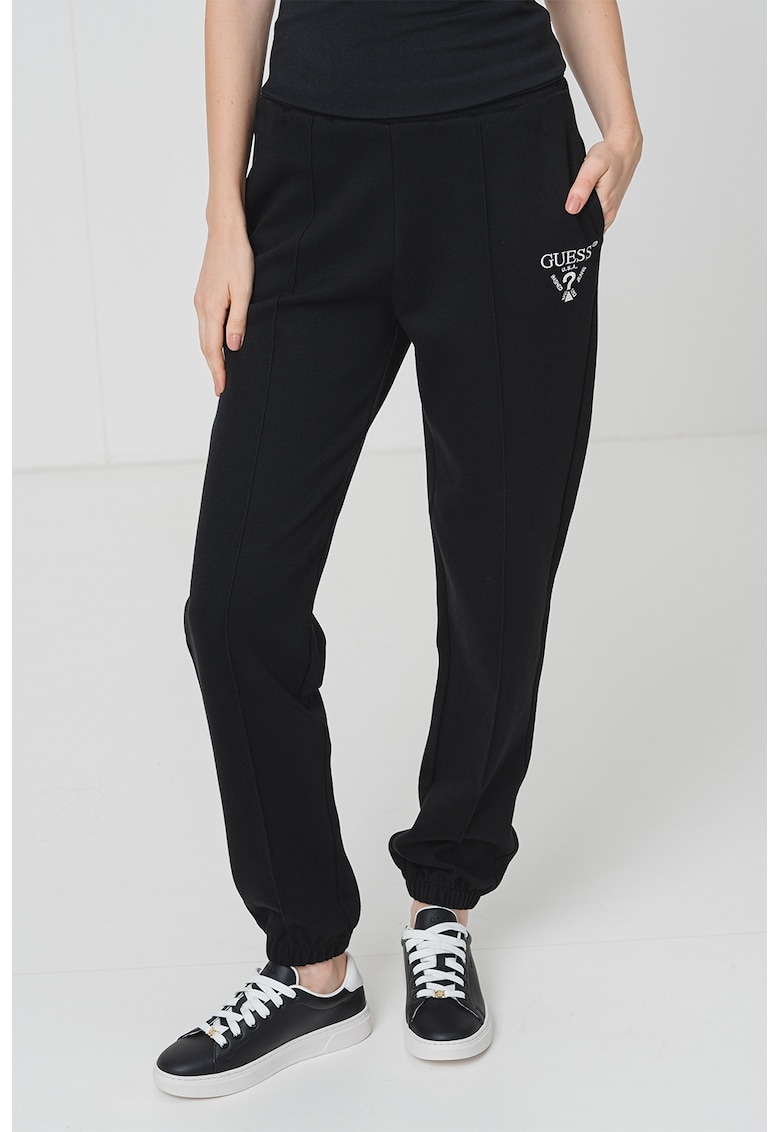 Pantaloni de trening cu logo brodat - Negru/Alb optic