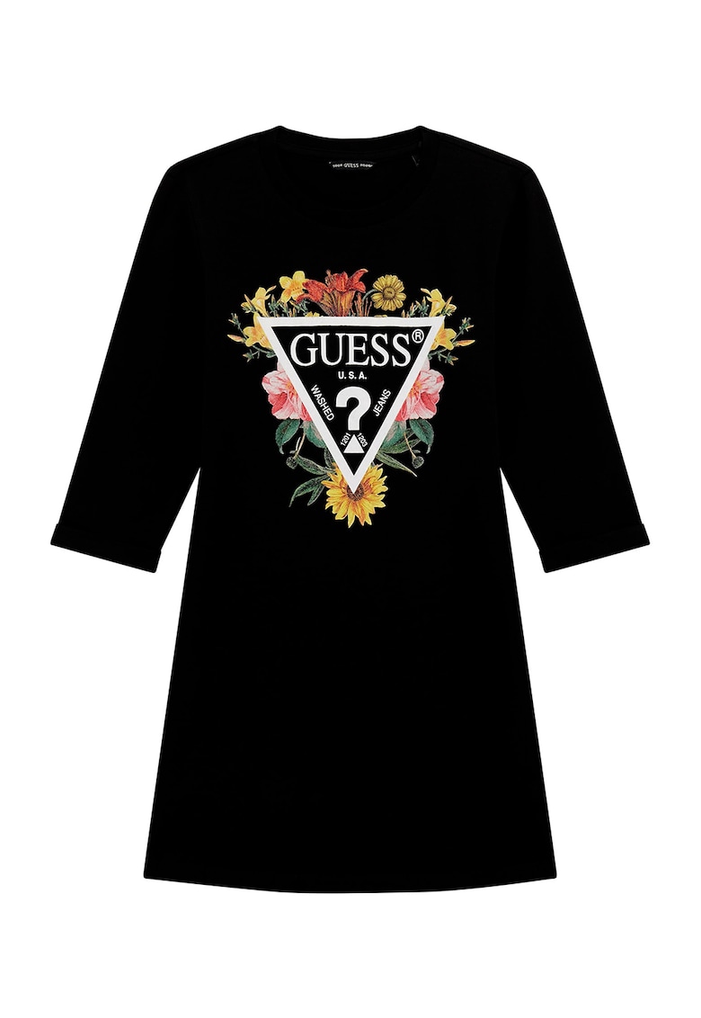 Rochie-bluza de trening cu imprimeu logo - Negru/Galben/Alb optic