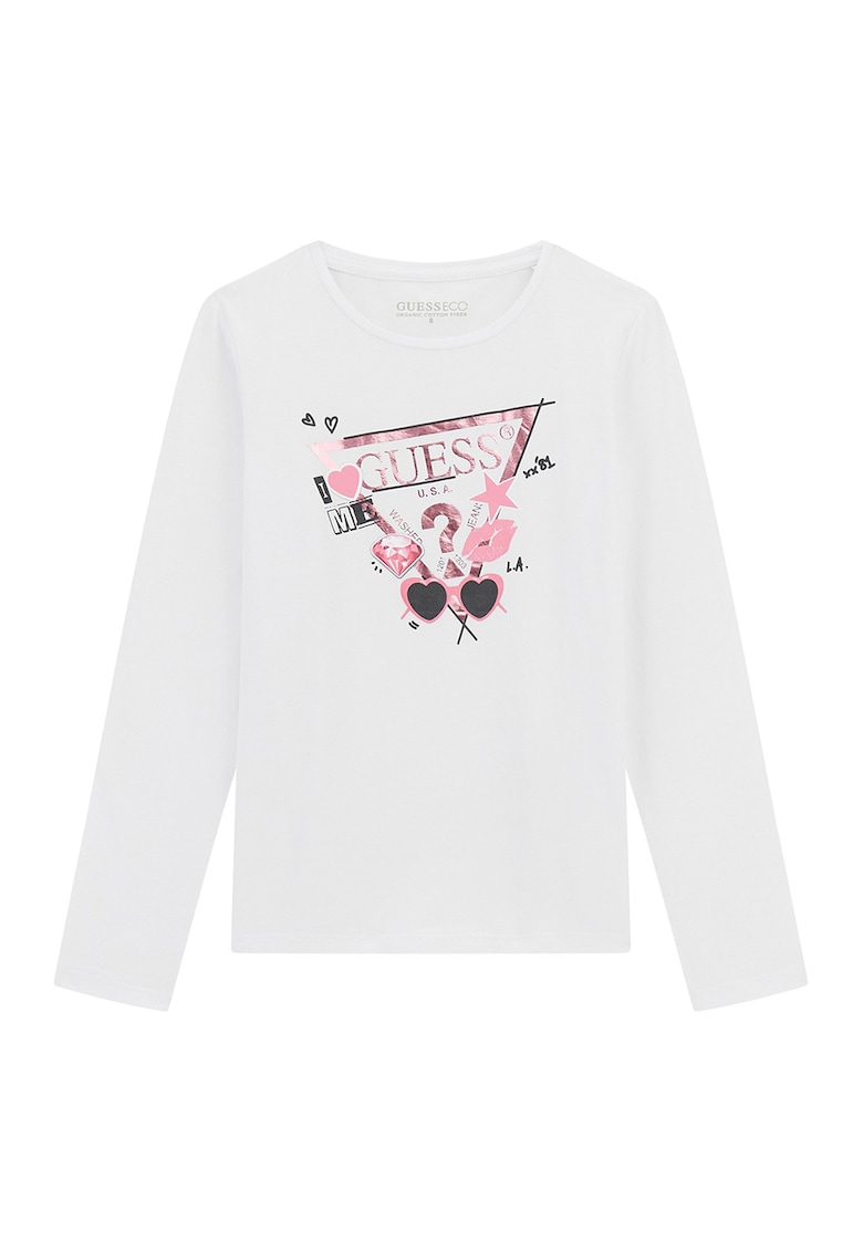 Bluza cu imprimeu logo - Roz deschis/Alb optic