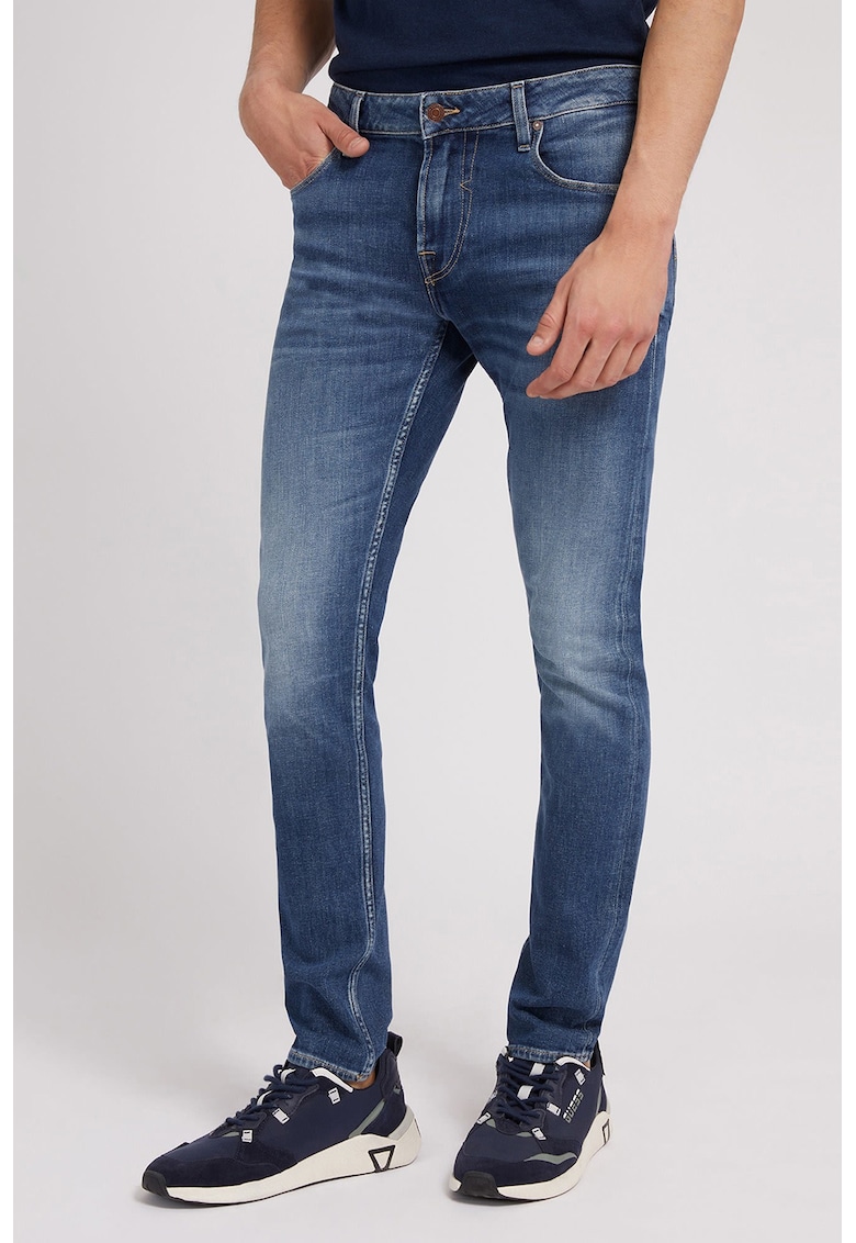 Blugi skinny cu aspect decolorat Chris - Albastru prafuit/Alb murdar