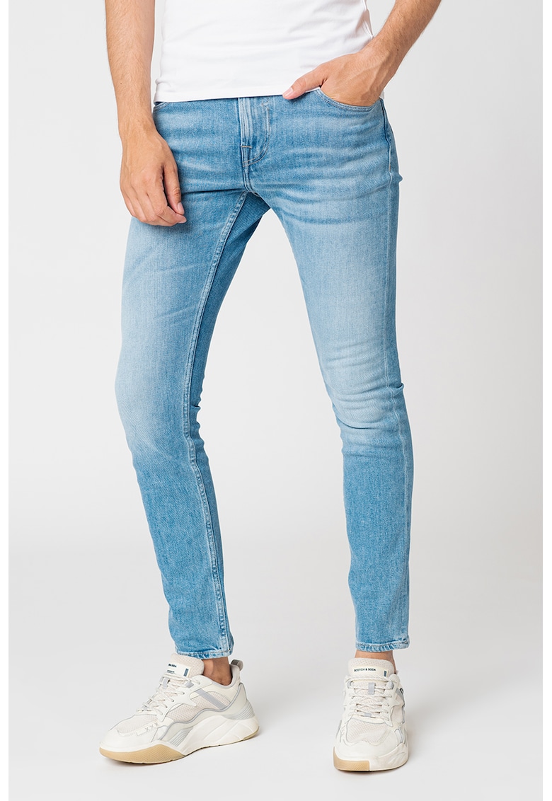 Blugi skinny cu aspect decolorat Chris - Albastru