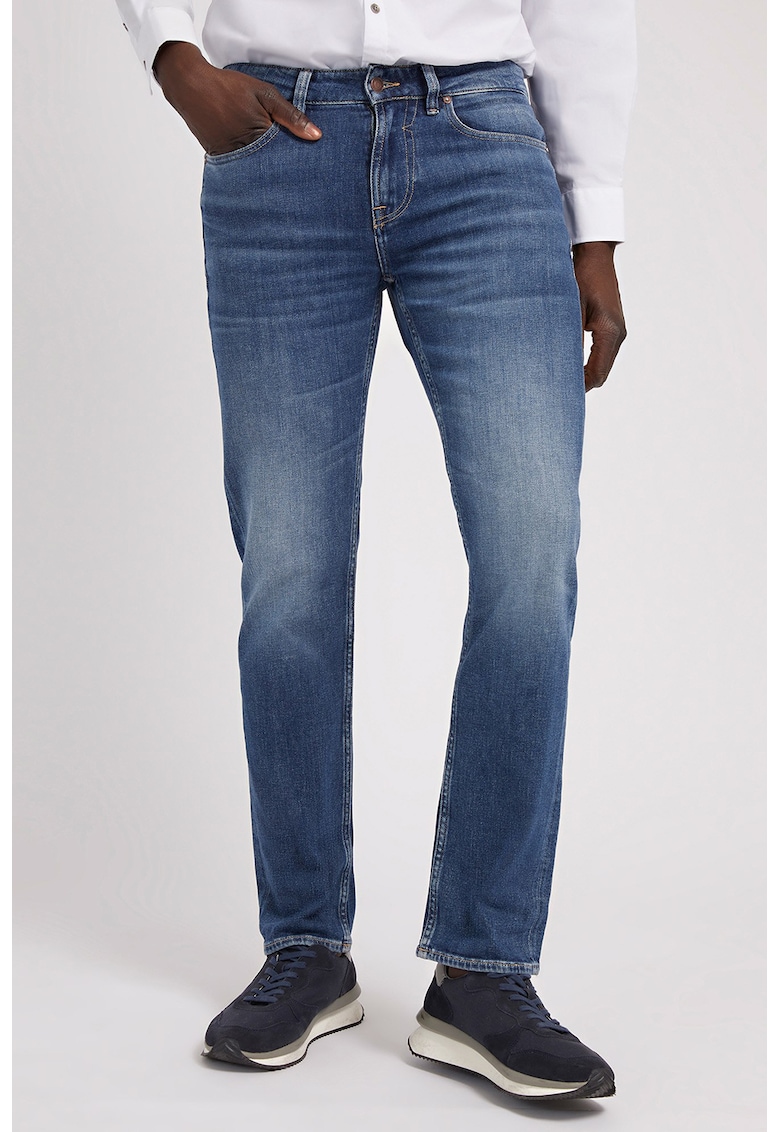 Blugi slim fit cu aspect decolorat Angels - Albastru inchis/Alb murdar