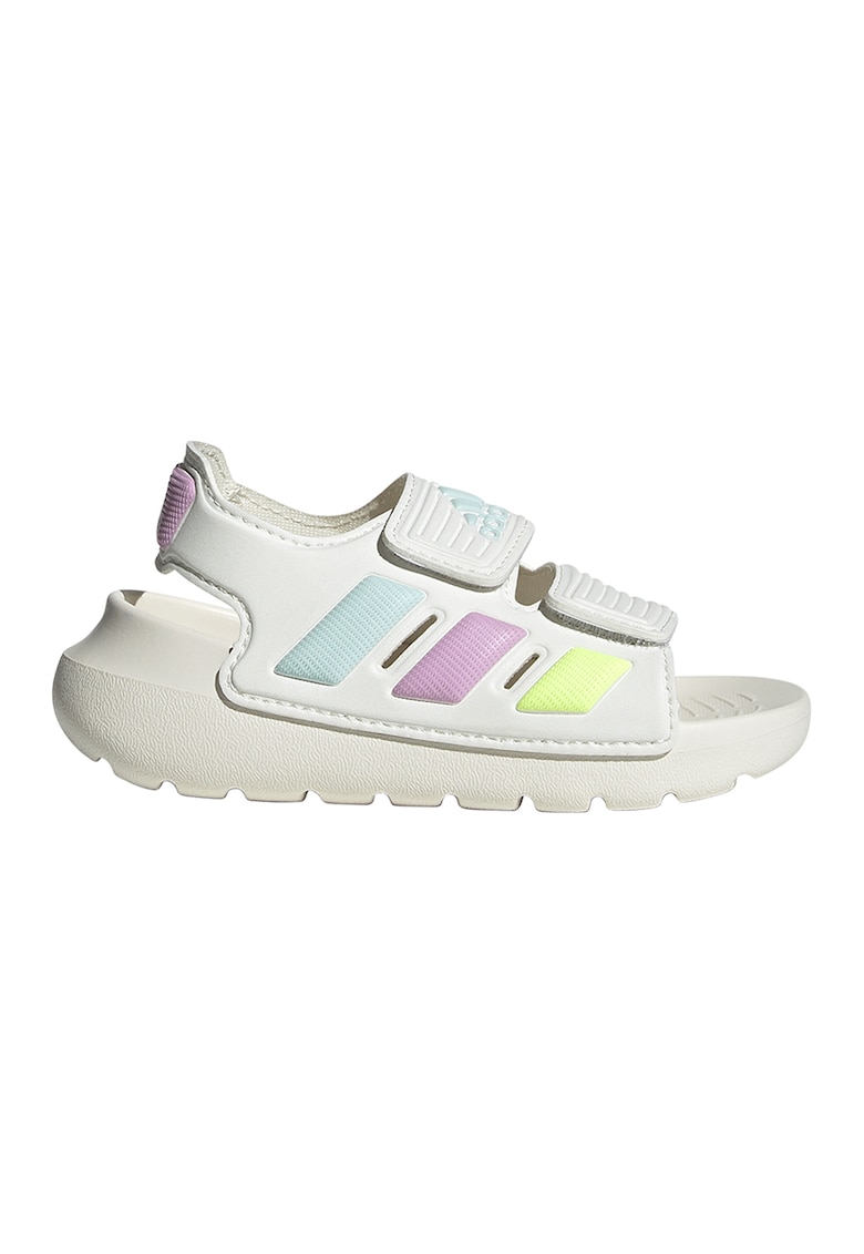 Sandale cu talpa wedge si inchidere velcro Altaswim 2.0 - Alb fildes/Roz pastel/Verde menta
