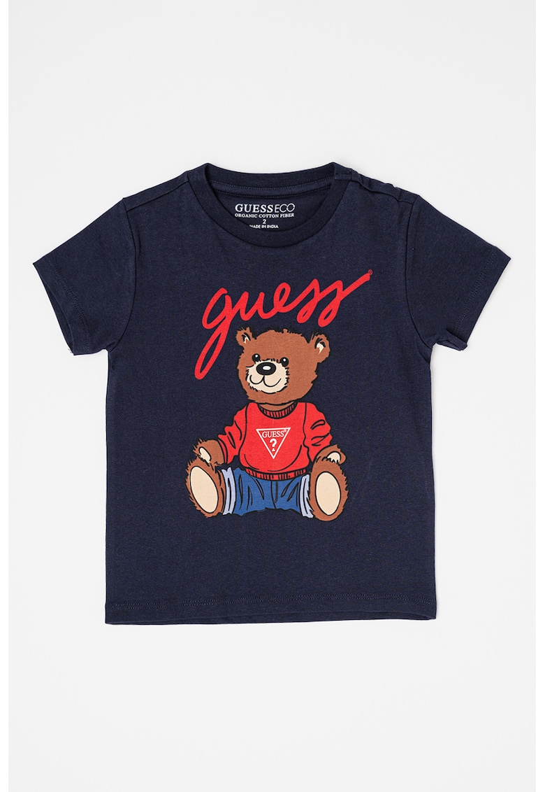 Tricou cu model grafic - Maro/Bleumarin