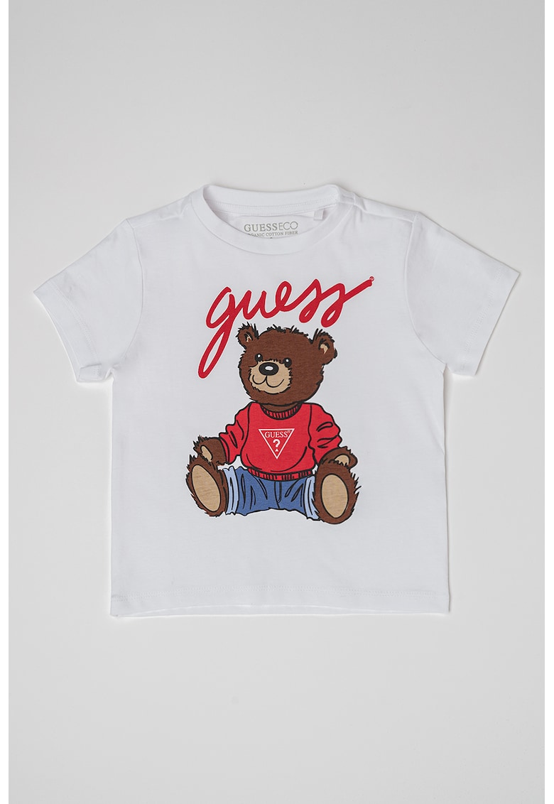 Tricou cu model grafic - Alb/Maro/Rosu inchis