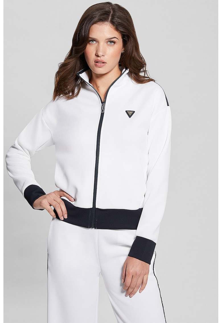 Bluza de trening cu maneci cazute - pentru fitness - Alb/Negru