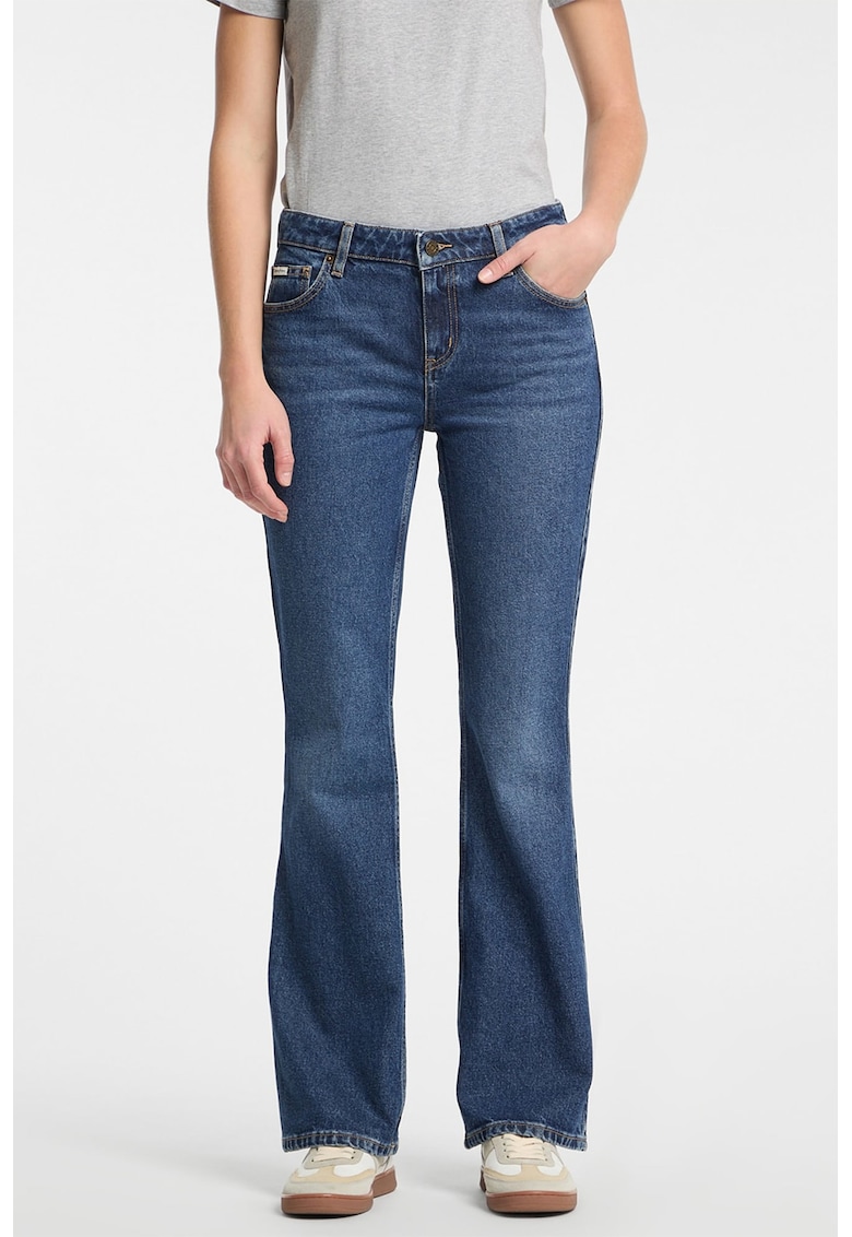 Blugi cu croiala bootcut si talie medie - Albastru inchis