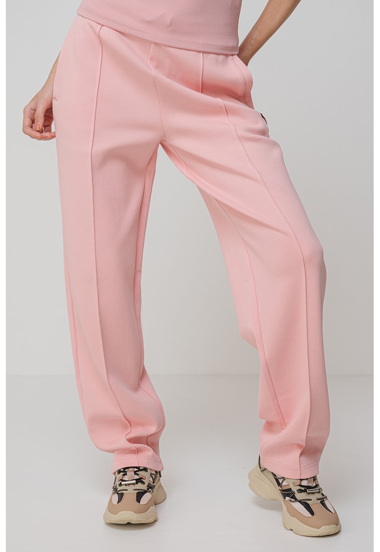 Pantaloni drepti cu talie inalta - pentru fitness - Roz pastel