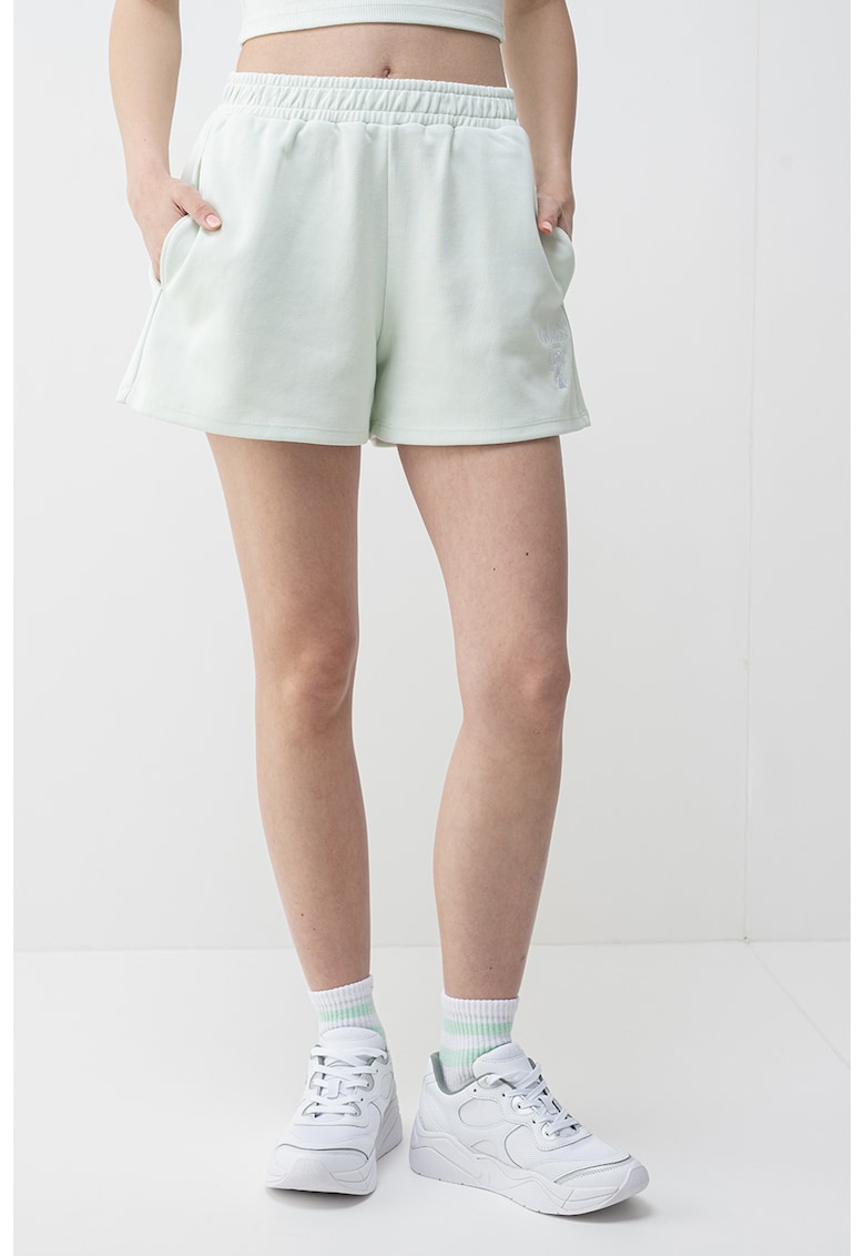 Pantaloni scurti cu broderie logo - Verde menta