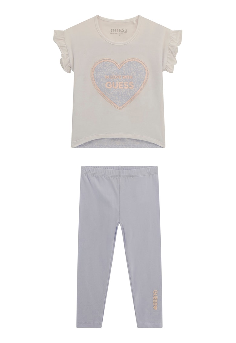 Set de tricou cu logo si colanti - Grej