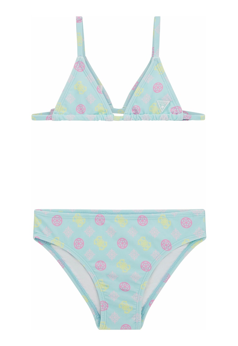 Costum de baie cu doua piese si monograma - Albastru glaciar