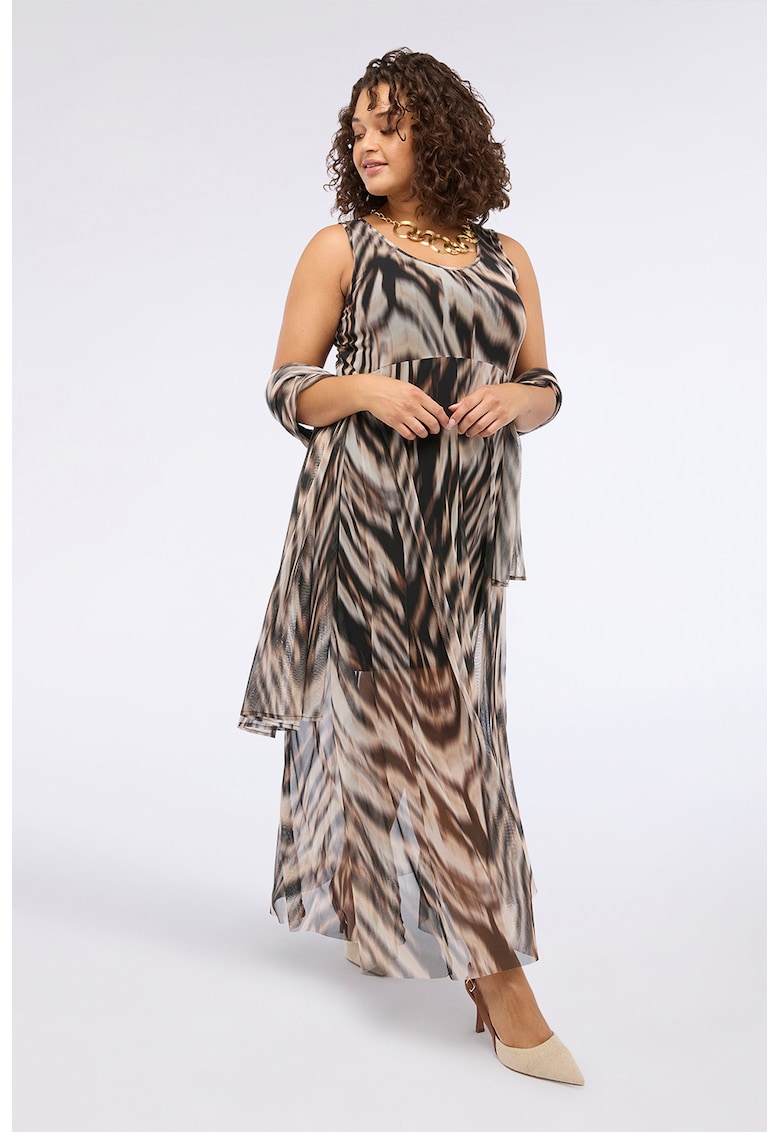 Rochie din tul cu animal print - Multicolor