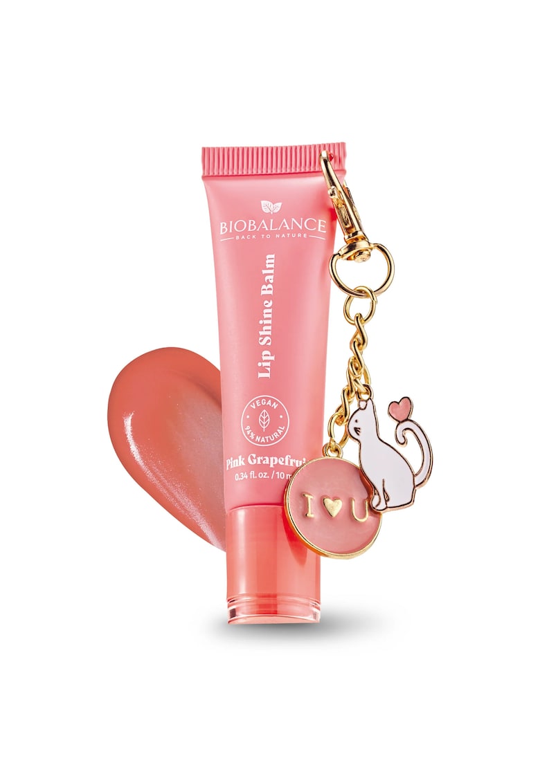 Balsam de buze cu efect lucios si breloc surpriza - Pink Grapefruit - BioBalance - 10 ml