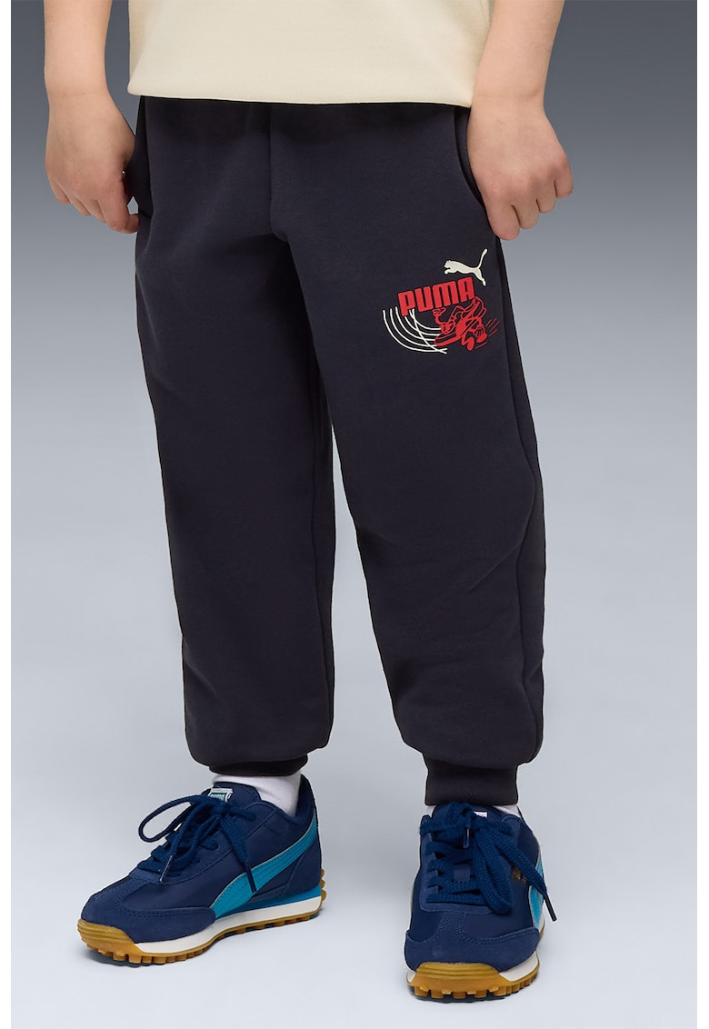 Pantaloni de trening cu logo si talie elastica - Bleumarin