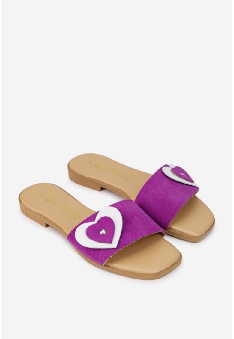 Papuci dama fuchsia din piele intoarsa