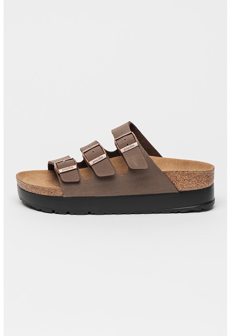 Papuci faltform de piele Florida III - Maro/Maro taupe