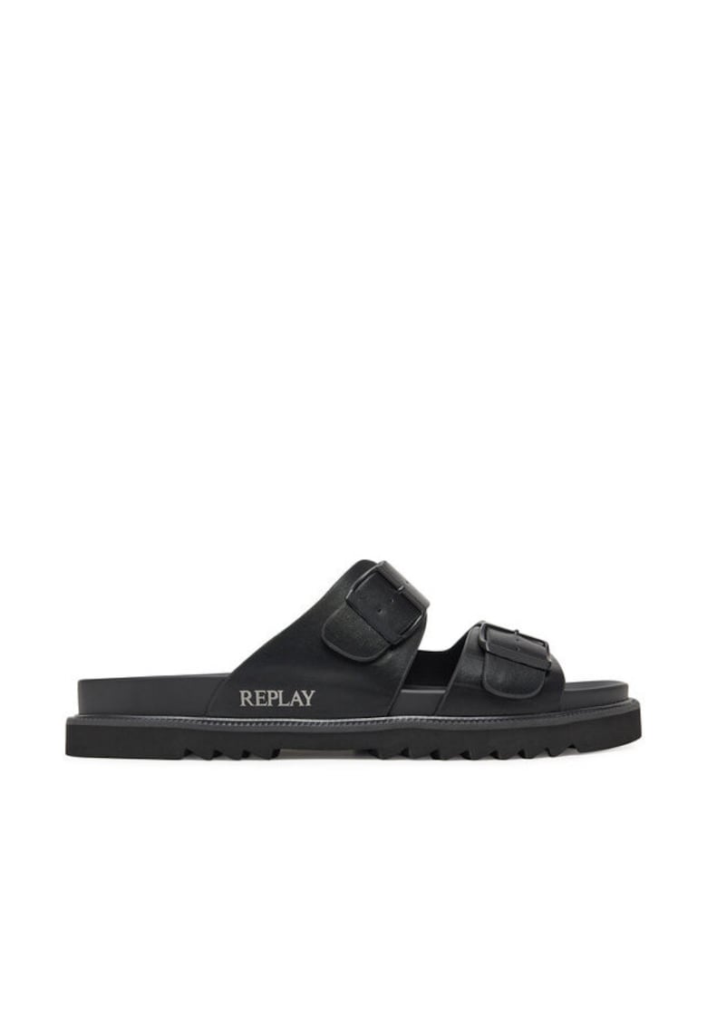 Slapi barbati  GMF5Z .000.C0001S - Piele ecologica - Negru - Negru