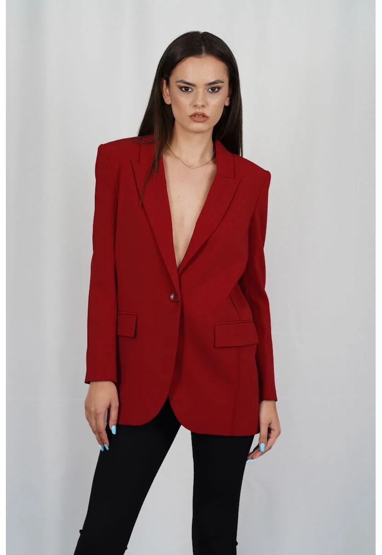 Sacou regular fit cu buzunare frontale - Rosu