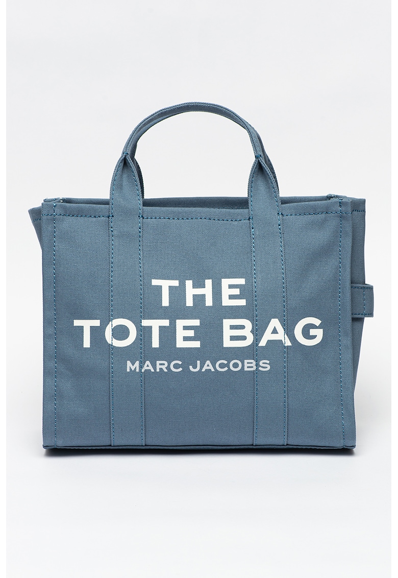 Geanta tote medie cu imprimeu logo si bareta detasabila The Canvas - Alb/Albastru