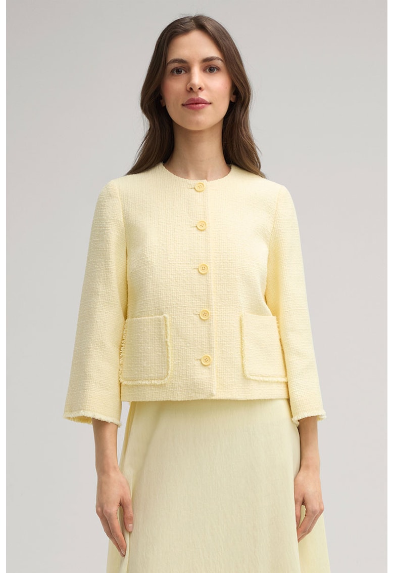 Sacou crop cu buzunare frontale - Galben