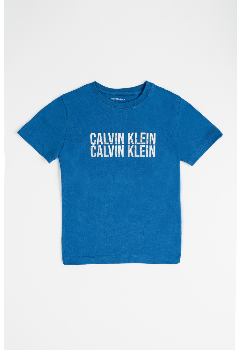 Tricou din bumbac cu imprimeu logo - Verde/Albastru inchis
