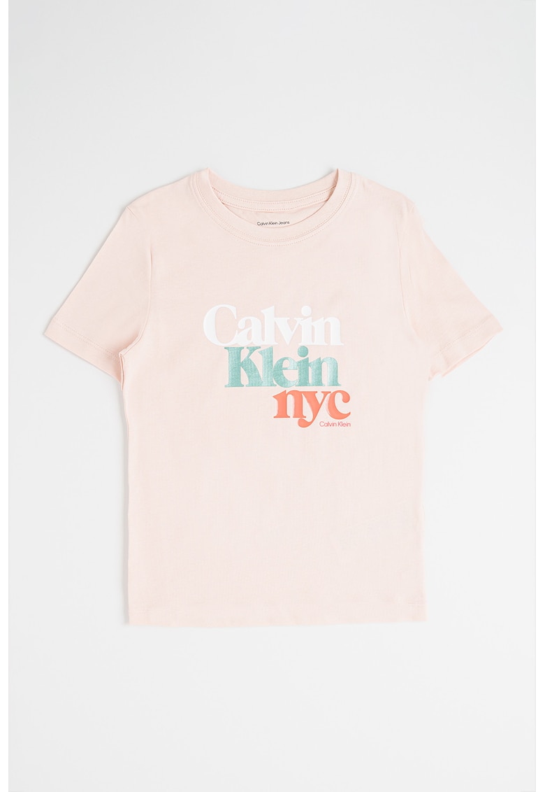 Tricou regular fit cu imprimeu logo - Alb/Verde/Roz prafuit