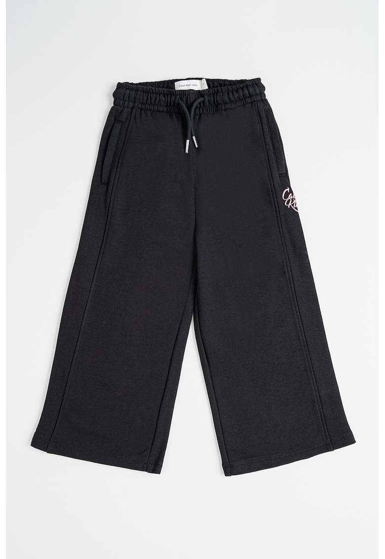 Pantaloni de trening cu logo si snururi - Negru/Roz
