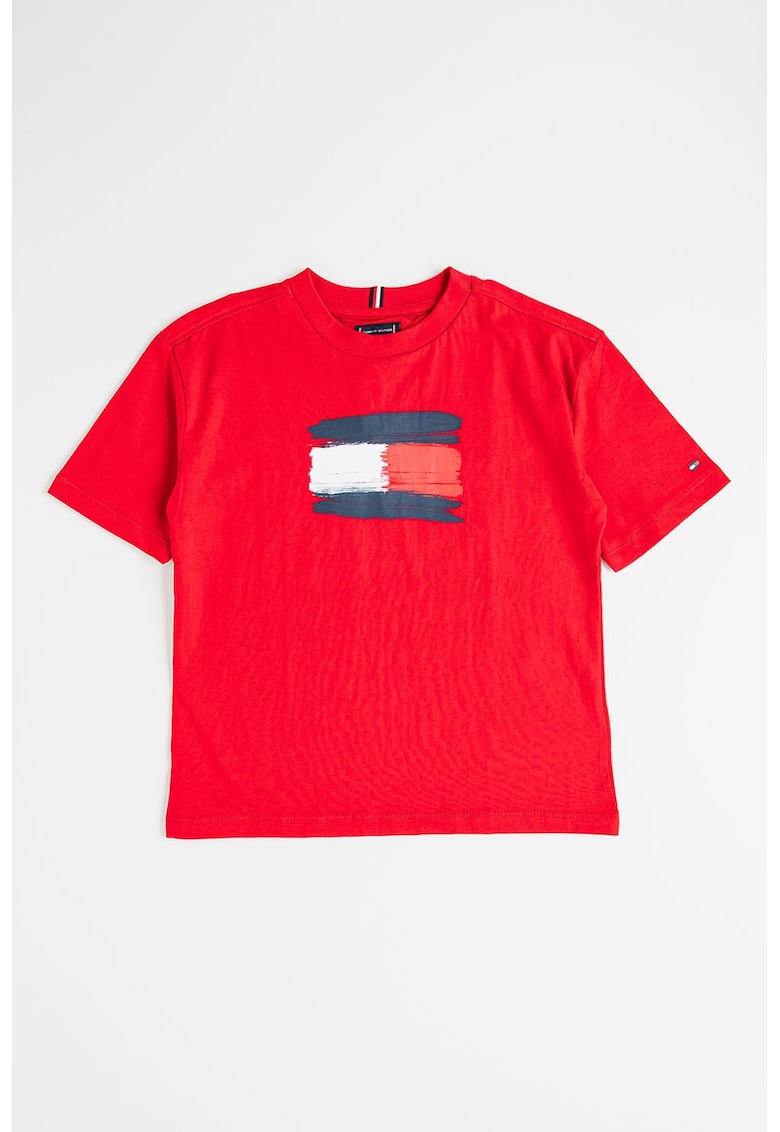Tricou din bumbac cu imprimeu logo - Alb/Albastru ultramarin/Rosu inchis