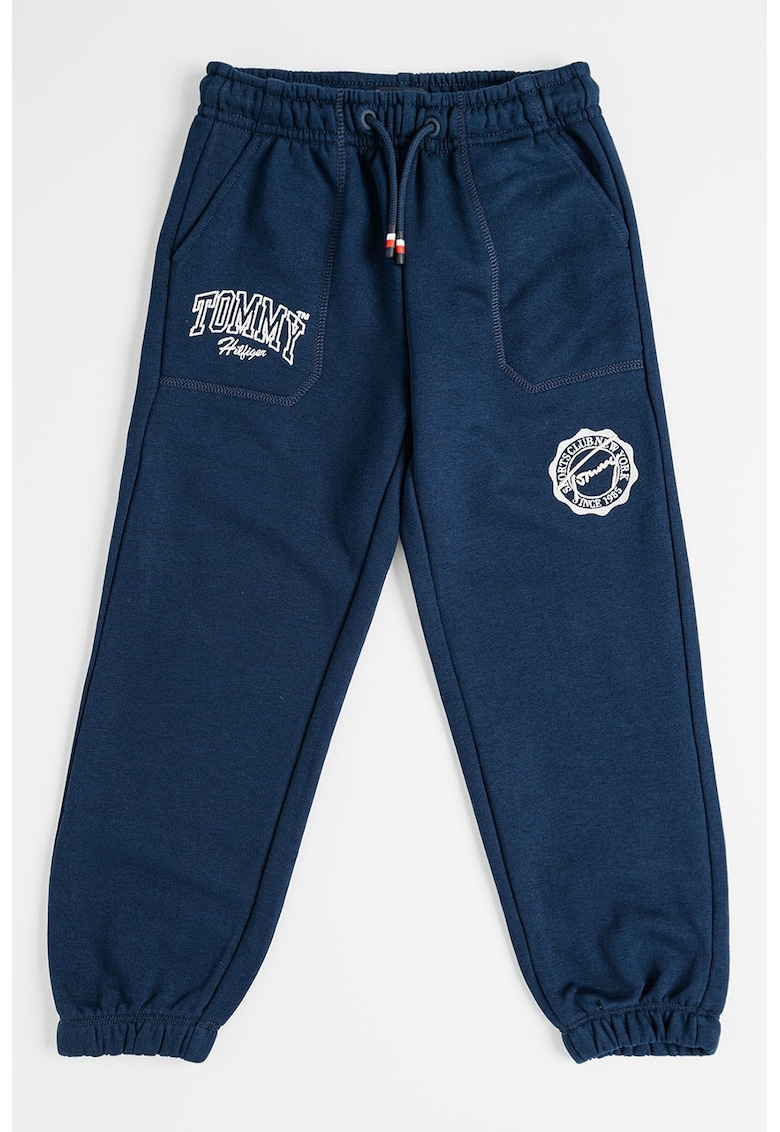Pantaloni de trening cu doua buzunare - Alb fildes/Bleumarin