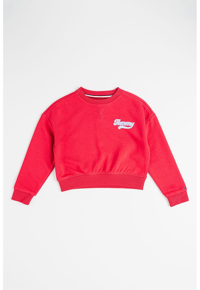 Bluza de trening din bumbac organic cu logo - Roz zmeuriu
