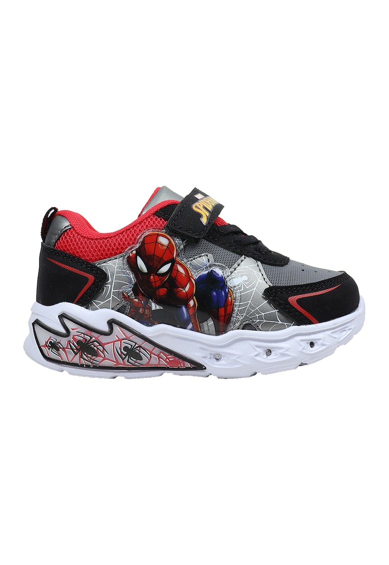 Oferte la Pantofi sport cu velcro si imprimeu Spiderman - Negru/Rosu vermillion/Gri inchis