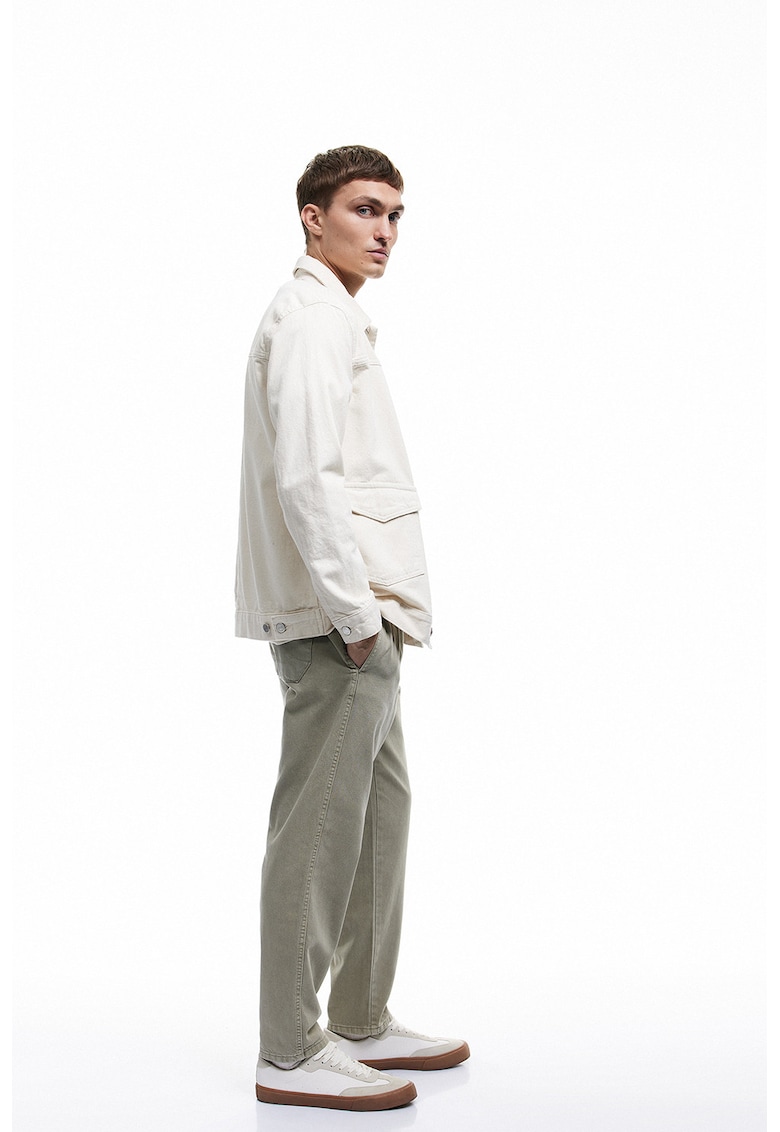 Pantaloni relaxed fit din bumbac cu talie medie - Kaki
