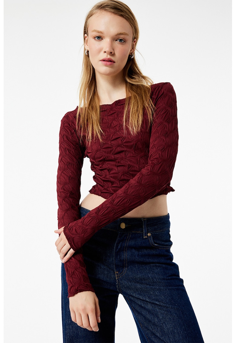 Bluza crop slim fit - Visiniu