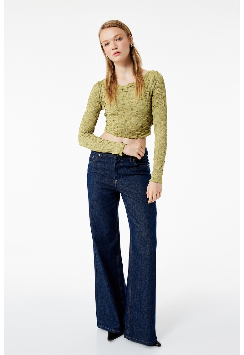 Bluza crop slim fit - Verde pal