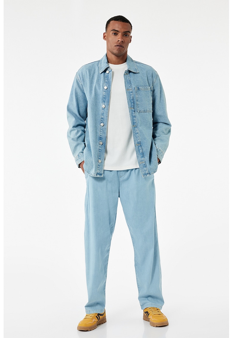 Blugi relaxed fit cu talie medie - Albastru deschis