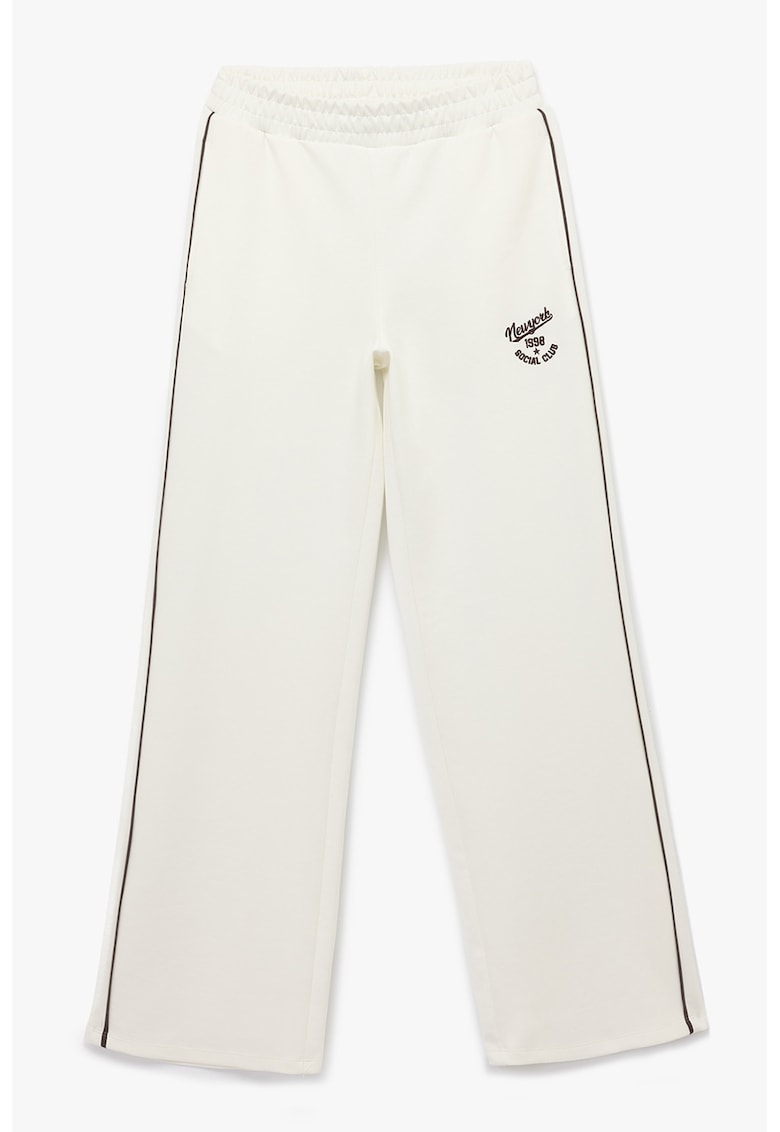 Pantaloni de trening din amestec de bumbac cu croiala ampla - Negru/Alb murdar