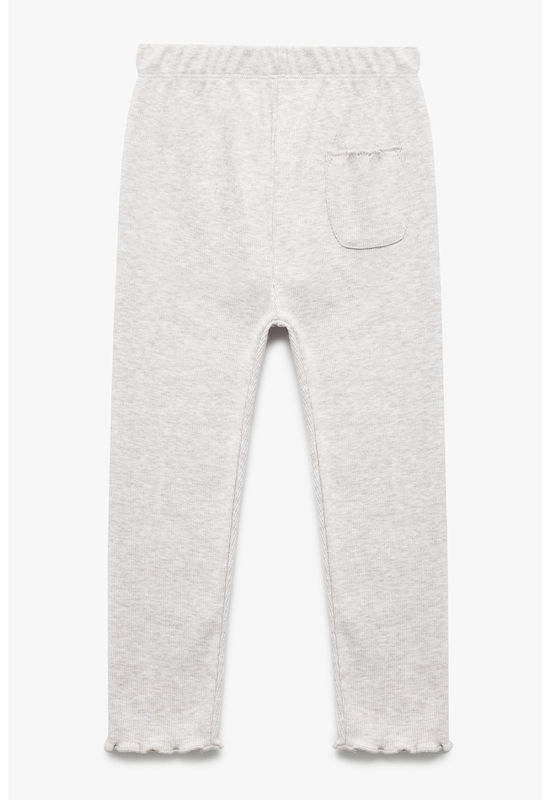 Pantaloni tricotati fin cu talie elastica - Gri deschis melange