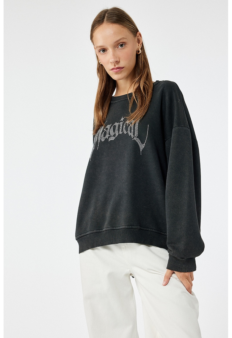 Bluza de trening cu maneci cazute - Gri antracit
