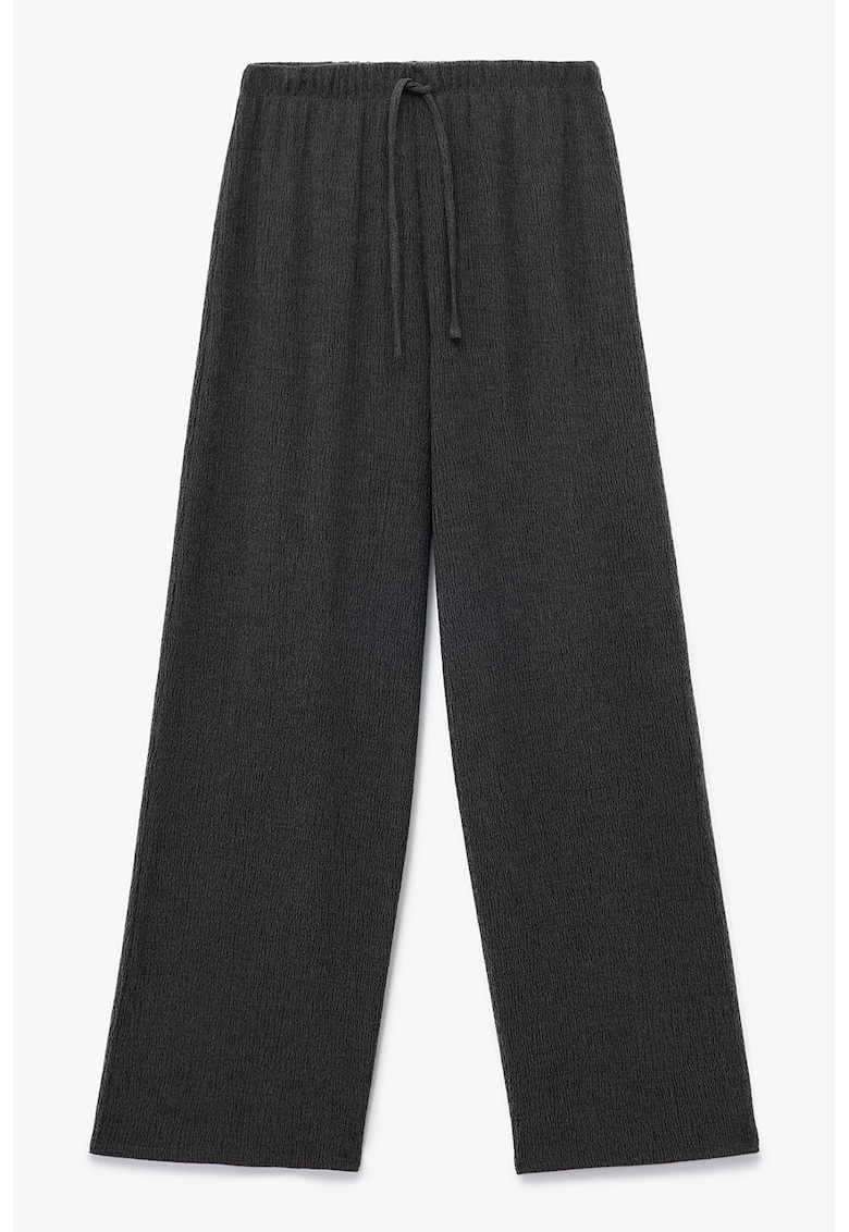 Pantaloni cu croiala ampla si snur in talie - Gri inchis