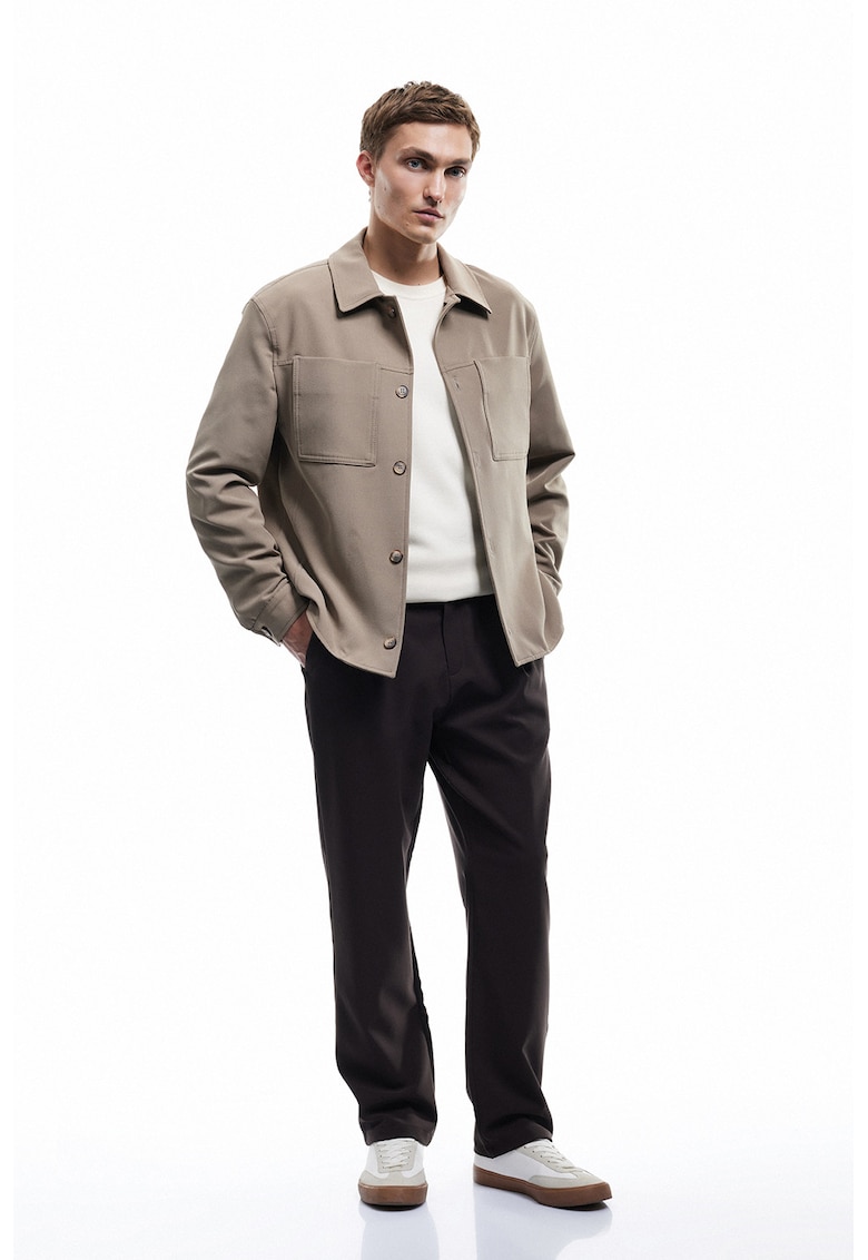 Pantaloni drepti uni - Maro inchis