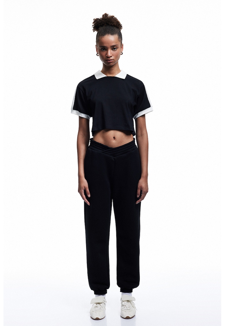 Pantaloni de trenimg cu talie striata - Negru