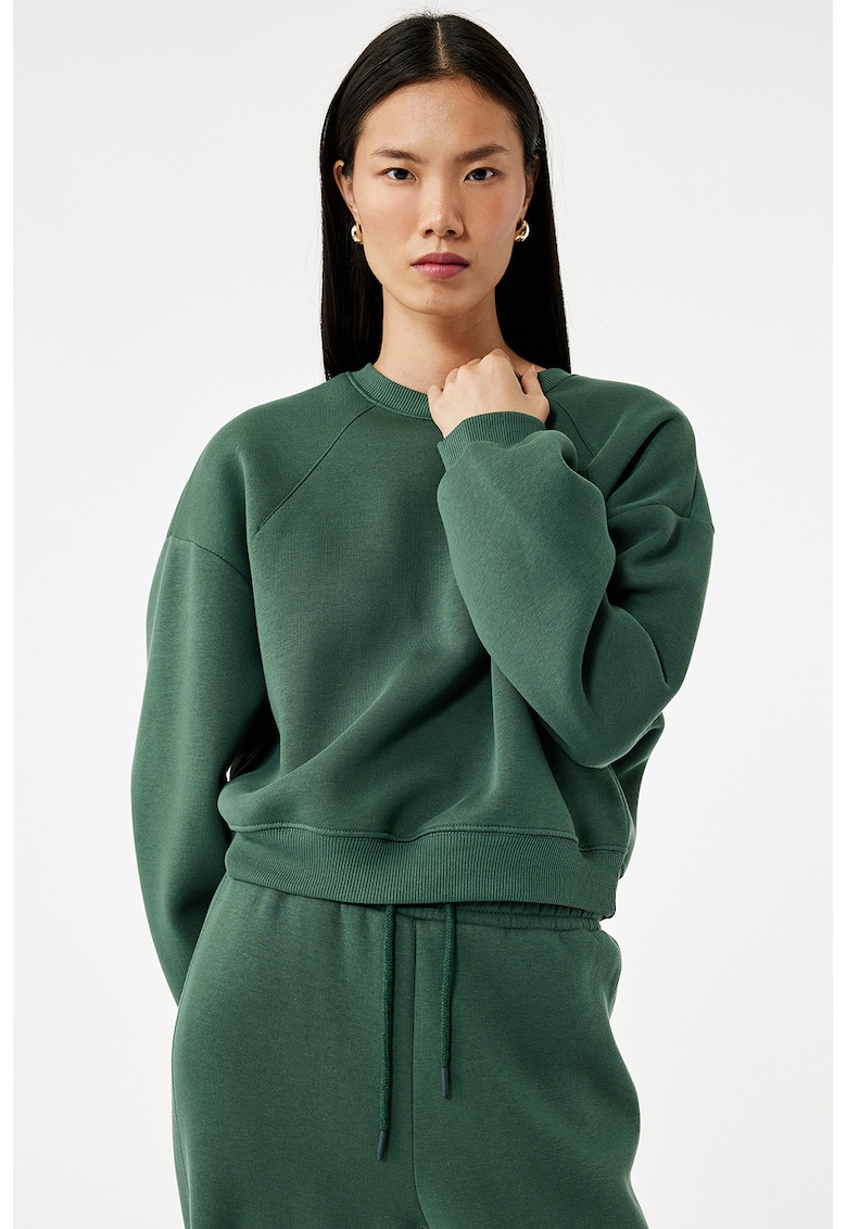 Bluza de trening cu decolteu la baza gatului - Verde feriga