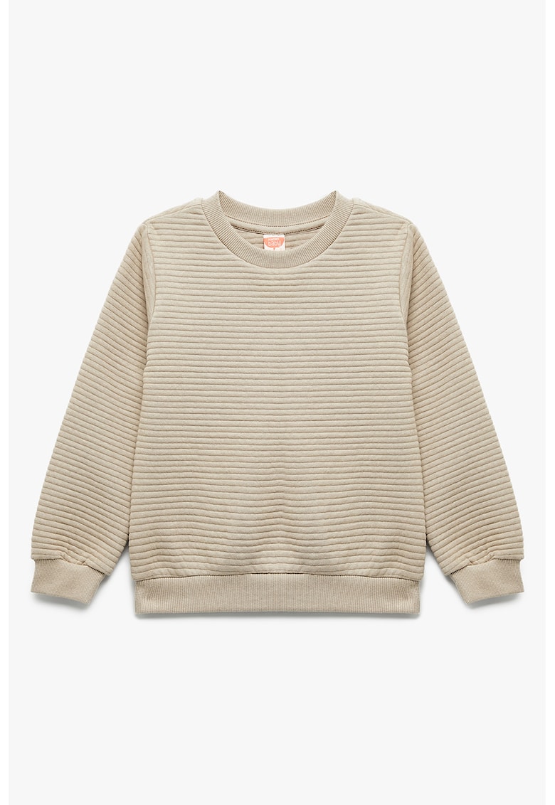 Bluza striata cu decolteu la baza gatului - Grej