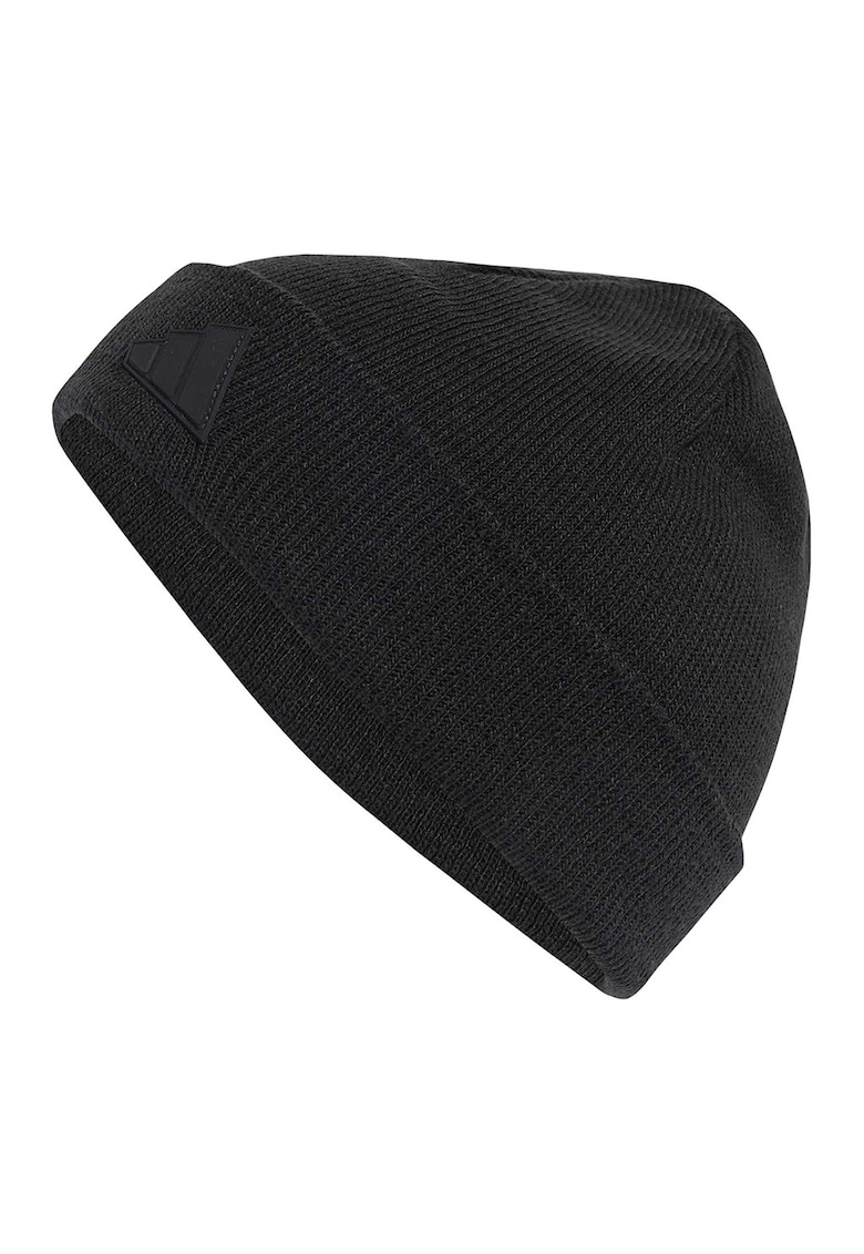 Caciula tricotata cu detaliu logo - Negru