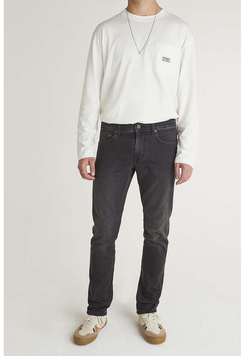 Blugi slim fit cu model uni - Gri antracit